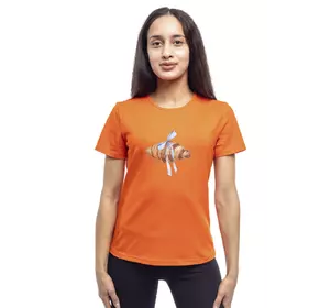 Bono Футболка жіноча прямого крою 950079 помаранчева принт круасан Bono Футболка жіноча прямого крою 950079 помаранчева принт круасан