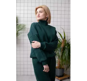 Костюм жіночій Oversize з високою горловиную та широкими штанами 101/201 Зелений Костюм жіночій Oversize з високою горловиную та широкими штанами 101/201 Зелений