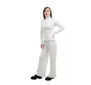 Костюм жіночій Ангора з гольфом та широкими штанами 104/205 Молочний Костюм жіночій Ангора з гольфом та широкими штанами 104/205 Молочний